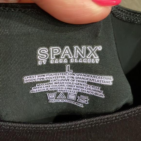 SPANX by Sara Blakey tank SHAPER BODYSUIT mid thigh BLACK Large - Picture 4 of 9